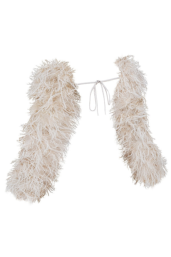 Ash-Off White Marabou Sleeve Jacket