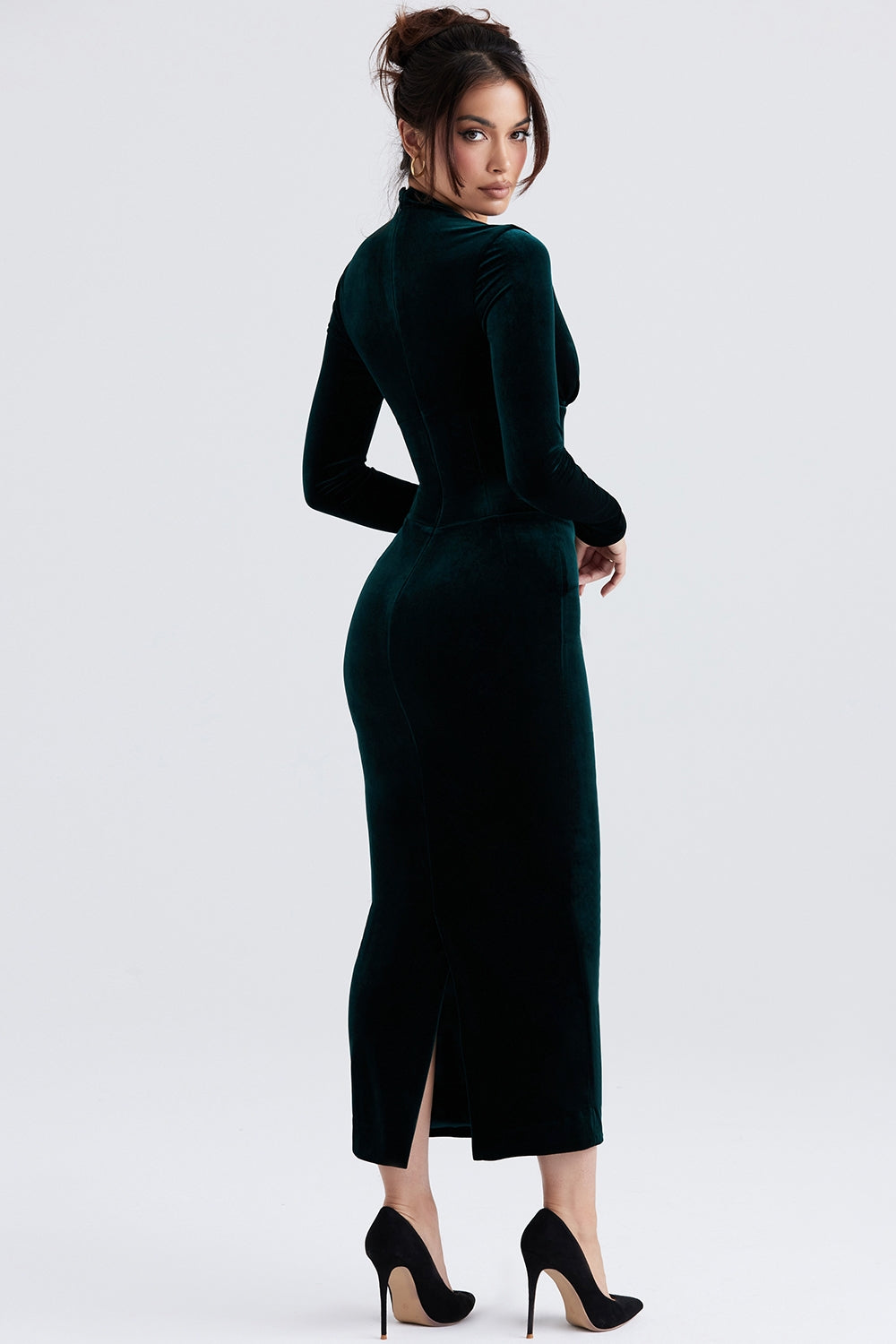 Arabella-Forest Velvet Corset Dress