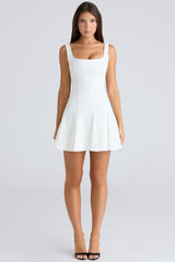 Amelie-Vintage Ivory Stretch Crepe Mini Dress