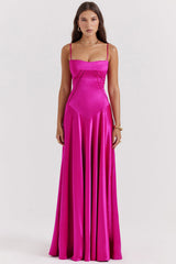 Anabella-Fuchsia Lace Up Maxi Dress
