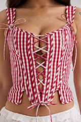 Callie-Red Gingham Cotton Corset Top