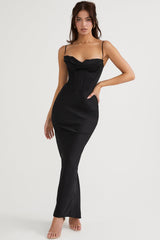 Charmaine-Black Corset Maxi Dress