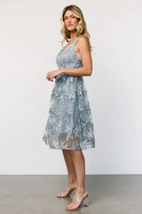 Dante Applique Midi Dress | Slate Blue