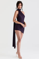 Aida-Night Shade Asymmetric Wrap Neck Dress