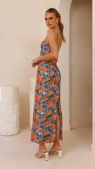 Carlia Midi Dress - Orange Print