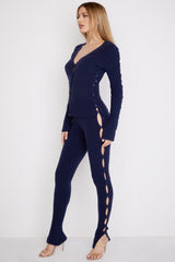 Belong-Navy Ribbed Knit Trousers - SALE
