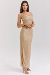 Calla-Seapearl Embellished Maxi Dress