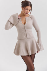 Aster-Biscuit Wool Cashmere Long Sleeve Cardigan