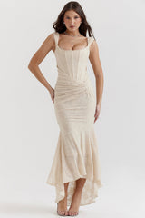 Cesca-Vintage Cream Floral Maxi Dress