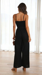 Black Front Bowtie Jumpsuit