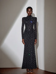 Black Evening Dress with Diamond Embellishments