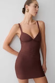 Bandage Knit Mini Dress - Chocolate