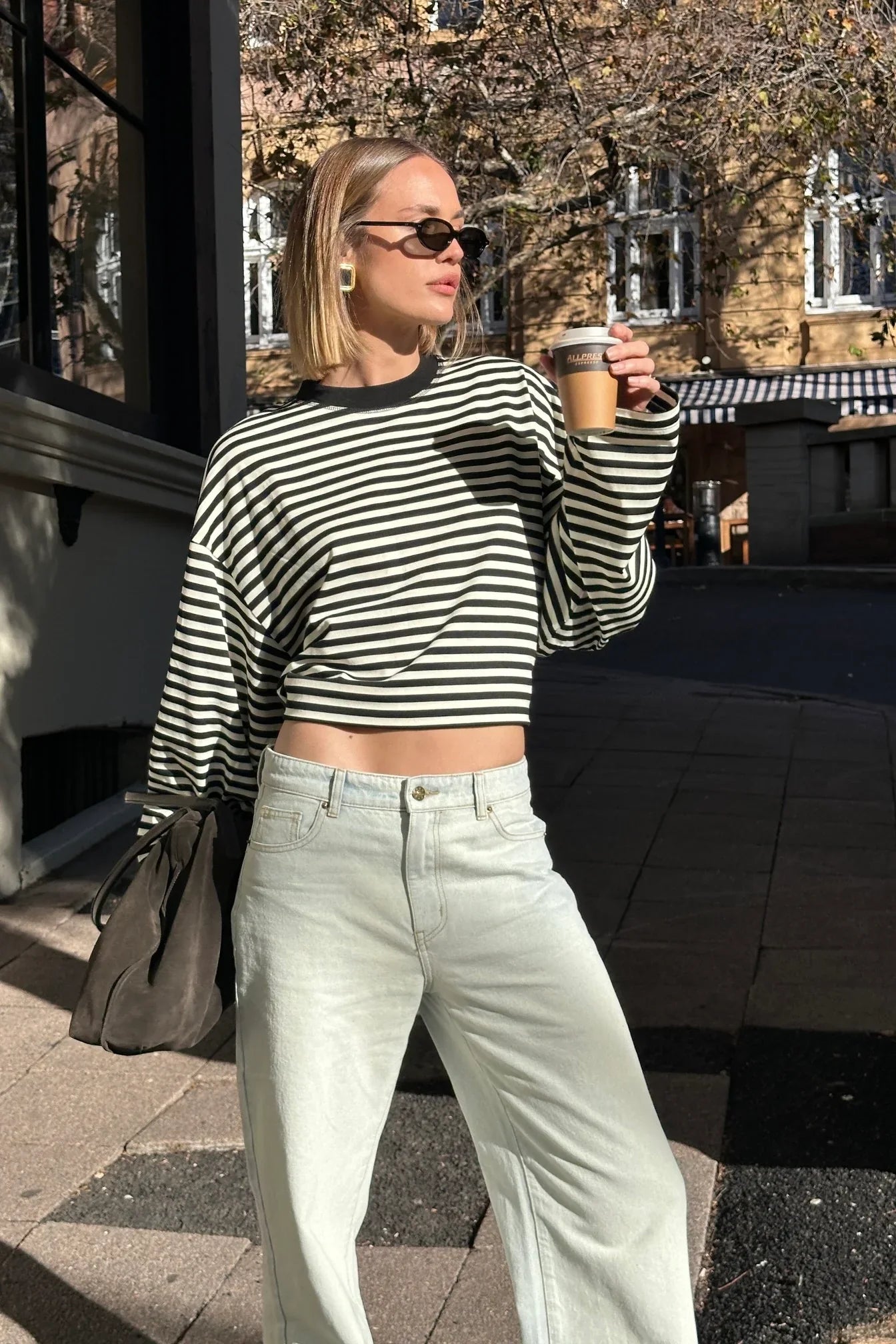 Bloom Long Sleeve Top Onyx Stripe