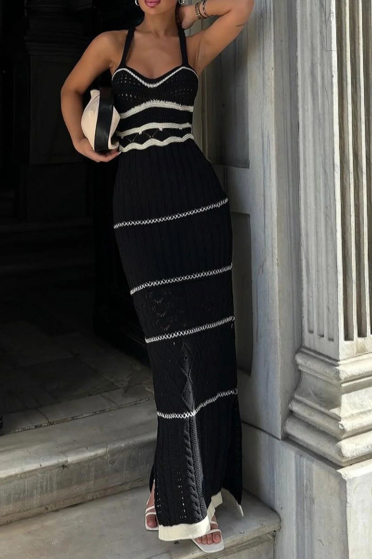 Bohemia Contrast Knit Cotton Pack Hip Dress