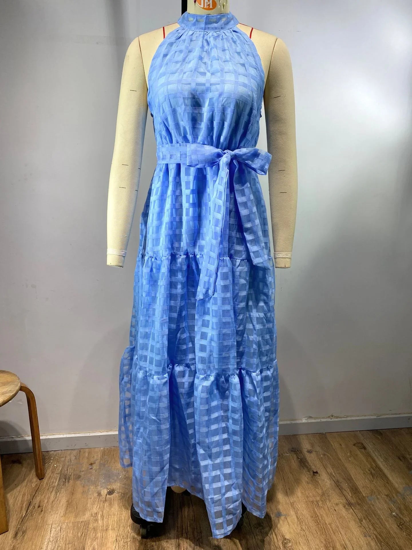 2023 Fashion Trends | Hot Pink Halter Retro Maxi Summer Dress