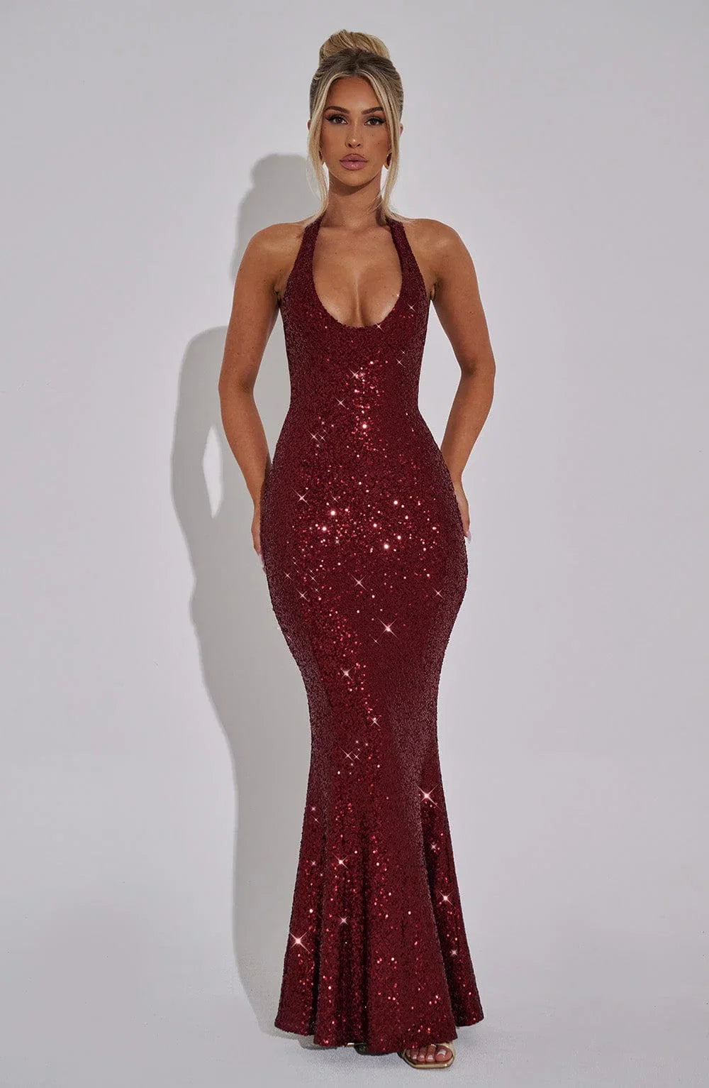ALANA BACKLESS SEQUIN MAXI DRESS