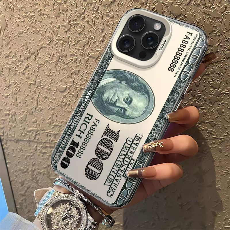 Blingy's for iPhone 15 Pro Max Case, Fun One Hundred Dollar Bill Pattern Money Design Soft TPU Protective Case 6.7 inch